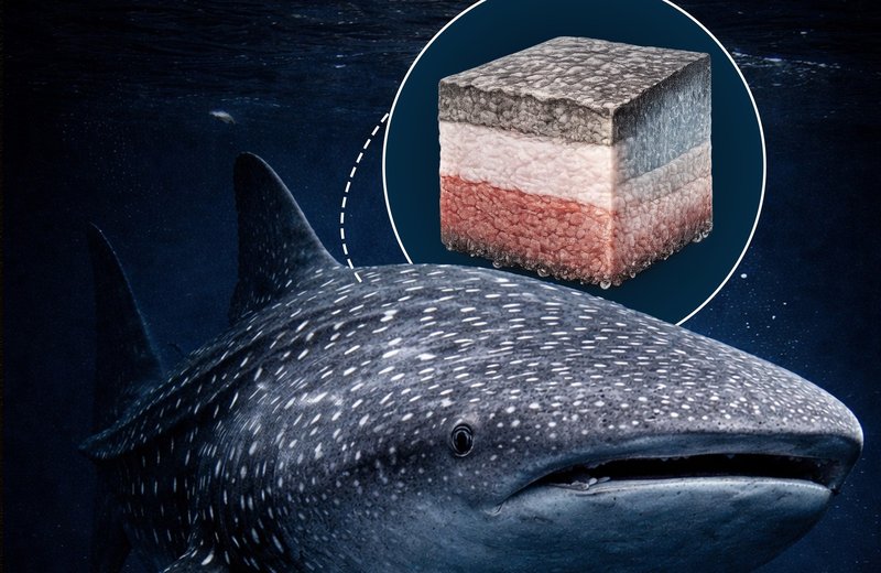 The whale shark has the thickest skin